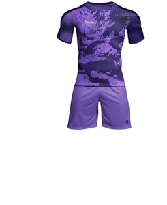 Ensemble de maillots de football respirants à séchage rapide 100% polyester imprimés par sublimation, noms/nombres d'équipe personnalisés, shorts de football personnalisés - Product Image 1