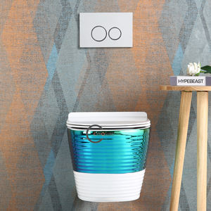 Toilettes en céramique colorées, toilettes suspendues, forme ronde, toilettes murales - Product Image 2