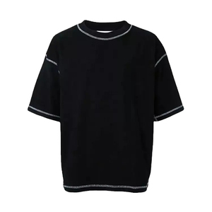 Camiseta de moda de gran tamaño para hombre con logotipo personalizado 100% algodón pesado 280gsm 300gsm 320gsm estilo de hombro caído con patrón de letras - Product Image 5