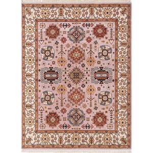 พรมขนสัตว์ถักมือซาวานาสีชมพูและสีม่วงลายเหรียญตรา สำหรับตกแต่งบ้าน ห้องนั่งเล่น หรือทางเดิน ขนาด 9x12 รุ่น EPR-1506 - Product Image 1