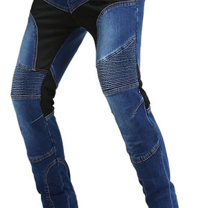 Pantalones vaqueros rectos de estilo Moto de carreras con logotipo personalizado para hombre, pantalones vaqueros azules transpirables con ropa deportiva larga de corte regular - Product Image 2