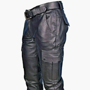 New Streetwear phong cách da hàng hóa Quần người đàn ông của quần thẳng cong sọc tùy chỉnh thực hiện Breathable Hot Bán da hàng hóa quần - Product Image 6