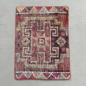 Vintage Rug, 1.9x2.7 ft Small Rug, Red <b>Brown</b> <b>Wool</b> Rug - Product Image 1