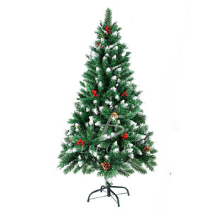 Albero di Natale Artificiale Premium da 180cm con Effetto Neve, Pigne in PET di Alta Qualità e Bacche Rosse per le Festività - Product Image 1