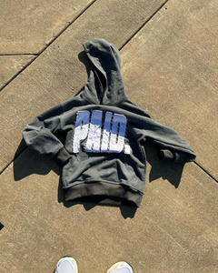 Sudadera con Capucha para Hombre, 100% Algodón, con Cierre, Bordado Personalizado con Pedrería, Estilo Urbano, Tinte Liso, Tejido de Punto Extragrande, Impermeable - Product Image 3