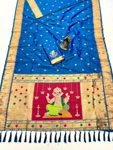 Artriddh Ganesh Paithani Soft Silk Saree-Reversible para bodas y celebraciones de Diwali - Product Image 4