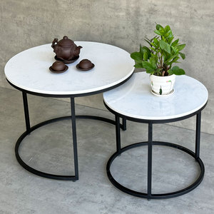 Modern Nesting <b>Sofa</b> <b>Table</b> with Round Stone Top and Iron Frame-Living Room Furniture (TT68211) - Product Image 6