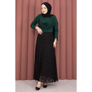 Premium Black <b>Lace</b> Skirt Soft Spandex with Digital Print Straight and Wrap Styles for Work Spring and Autumn Seasons - Product Image 4