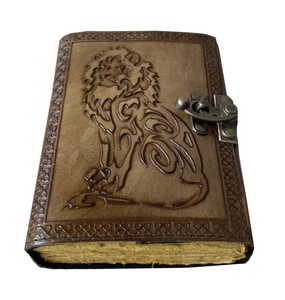 Antiguo hecho a mano Deckle borde papel León carbón en relieve Vintage cuero diario térmico 200 Sketchbook regalo libro encantado hechizo - Product Image 3