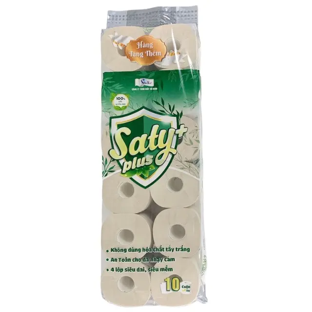 Saty Plus-papel higiénico de bambú 100% virgen, pulpa de madera para baño, 12 rollos, color verde, envío rápido