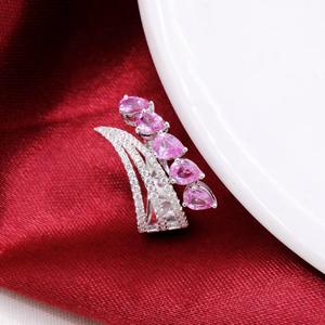 Anillo de Zafiro Rosa Natural y Diamantes para Mujer en Oro Blanco de 18K, Gema Luminosa, Anillo de Aniversario, Boda, Joyería Fina, Regalo - Product Image 5