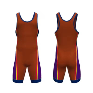 Combinaison de lutte rouge pour homme, col en V, sans manches, ajustée, respirante, en polyester, pour toutes les saisons, vêtements de lutte pour adultes. - Product Image 3