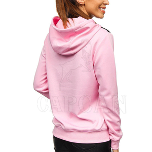 Sweats d'hiver à col rond pour femmes à la mode bonne qualité Style décontracté tissu tricoté sweats à capuche de couleur personnalisée avec poche avant imprimée - Product Image 2