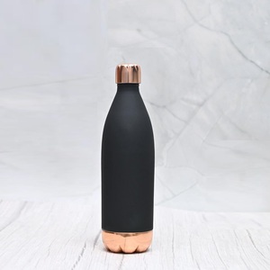 Matte <b>Grey</b> & Copper Water Bottle With Elegant Smooth Finish For Modern Everyday Hydration - Product Image 2