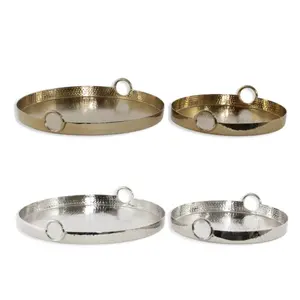 Plateau de service Équipement de restauration Hôtel Restaurants Vaisselle Utilisation de service Plateau de service en métal à bordure décorative polie brillante - Product Image 6