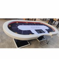 Table de jeu de poker professionnelle en bois de luxe de 8 pieds pour 10 joueurs, avec lumière LED et RFID, pour le blackjack, le casino, le Texas Hold'em