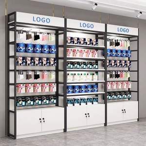 Vitrine de gadgets en MDF moderne Vitrine avec éclairage LED Or blanc Boutique Centre commercial Or blanc Accessoires de <span class=keywords><strong>magasin</strong></span> Présentoir - Product Image 2