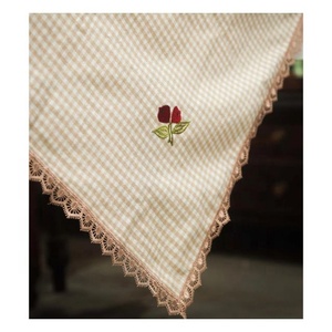 Rectangular Customizable Cotton Style Embroidered Flower Woven Cotton <b>Table</b> <b>Protectors</b> Dinning Cloth for <b>Table</b> Picnic Camping - Product Image 1