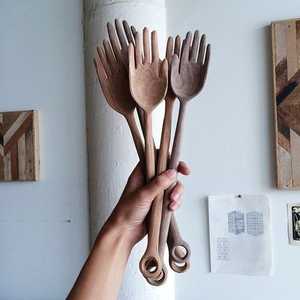 Ensemble de cuillères en bois faites à la main de qualité supérieure directement de l'Inde Acacia mangue teck bois miroir ustensile de cuisine polonais - Product Image 3