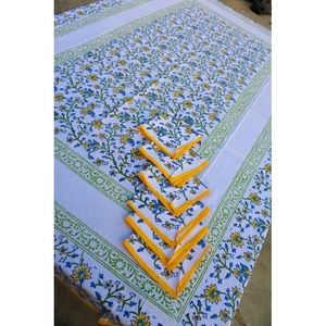New Arrival Hand Block Printed Beautiful Cotton <b>Table</b> Cloth 6 Seater with Napkin's Dining <b>Table</b> <b>Cover</b> "60x90"Inches - Product Image 5