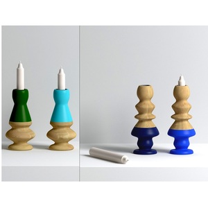 Portavelas de madera de mango con artesanías de metal, candelabro de Navidad decorativo para el hogar con base de madera, novedad - Product Image 2