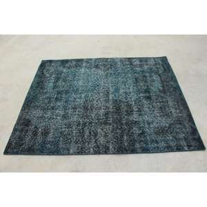 Alfombra Turca Vintage de 4.3x5.4 pies (130x166 cm), Alfombra Azul con Diseño Floral - Product Image 2