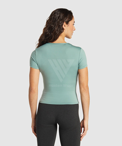 Camiseta Deportiva de Manga Corta con Logotipo Personalizado para Gimnasio, Entrenamiento, Correr, Ecológica, de Secado Rápido, con Patrón Sólido, para Verano - Product Image 5