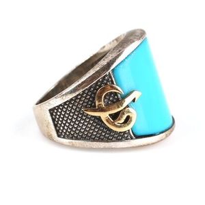 Anillo de Plata de Ley 925 para Hombre con Incrustaciones de Topacio Azul y Turquesa para Uso Diario - Product Image 3