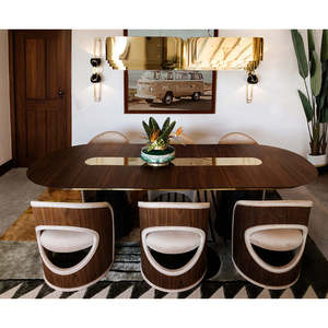 BERTOIA STABLE ASSEMBLED OVAL DINING <b>TABLE</b> SET Solid Wood and Marble <b>Square</b> Shape for <b>Kitchen</b> Use for House - Product Image 2