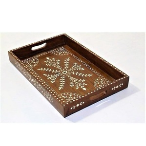 Bandeja para servir con incrustaciones de hueso de diseñador con acabado de piedra de ágata - Product Image 4