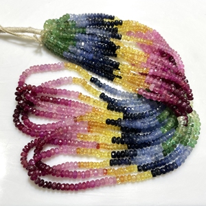 Perles multiples en forme de rondelle à facettes saphir et émeraude Pierre naturelle de qualité fine pour bijoux - Product Image 1