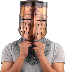 Casco de armadura de caballero cruzado templario Medieval Swaggersoul | Armadura espartana romana griega | Tamaño libre usable para Halloween adulto - Product Image 4