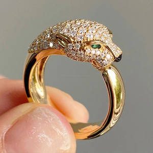 925 Sterling <b>Silver</b> Moissanite Diamond Green Eyed Animal Hip Hop Engagement Anniversary Wedding <b>Statement</b> <b>Rings</b> Iced Out Jewelry - Product Image 3