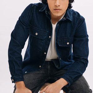 <b>men's</b> <b>shirts</b> New Elastic Cotton Denim <b>Shirt</b> <b>Men</b> Long Sleeve Quality <b>Cowboy</b> <b>Shirts</b> Casual Slim Fit <b>Men</b> Designer Clothing OEM - Product Image 4