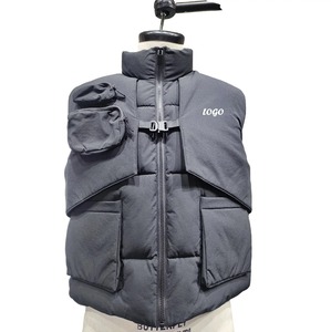 Gilet sans manches personnalisé en Spandex/Nylon imperméable, col en V, pour homme, décontracté ou formel, avec deux poches, style motard, grandes tailles - Product Image 1
