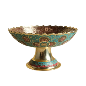 Bol de piédestal en laiton de haute qualité avec belle gravure polonaise finie pour la cuisine bol de service de table bol de vaisselle - Product Image 1