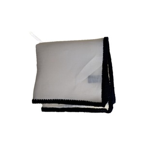 Navy Blue Solid Pattern <b>Pocket</b> <b>Square</b> with <b>White</b> Hand-Knitted Edges Breathable Custom Polyester and Silk Material - Product Image 5