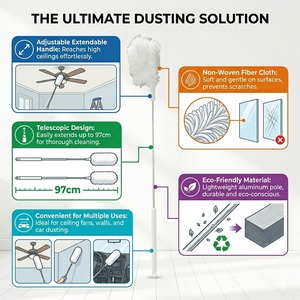 BOOMJOY Multisurface 360 °   Piumino per la pulizia di grandi <span class=keywords><strong>dimensioni</strong></span> con manico telescopico lungo, usa e getta, per la pulizia di casa e auto - Product Image 3