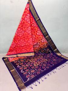 Hermosos saris de algodón seda Ikkat - Product Image 2