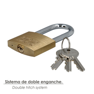 Lucchetto in ottone, con archetto lungo, a chiave unificata, 50 mm, n. 1, Resistente - Product Image 4