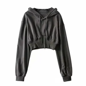 100% algodón OEM peso pesado de gran tamaño Vintage logotipo personalizado Casual mujeres Sudadera con capucha caja ajuste al por mayor Sudadera con capucha fabricante - Product Image 3