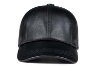 Gorras de béisbol de cuero negro de cabra de alta calidad