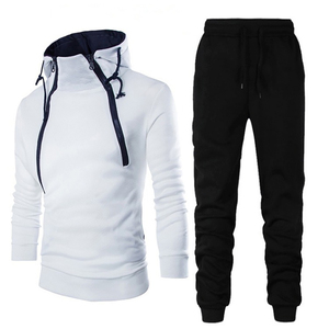 Male 2 Pieces Hoodie Sets Tracksuit Fall Winter Zip Up Sweatshirt Sweatsuit Drawstring <b>Joggers</b> Pants - Product Image 1