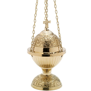 New Arrival Vintage Wholesale Large Size Bakhoor Burner Indian Handmade Solid Brass Gold Finished <b>Hanging</b> Chain Incense Burner - Product Image 4