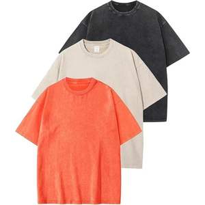 T-shirt surdimensionné pour hommes en gros T-shirt décontracté d'été en coton épais de 240GSM avec logo imprimé personnalisé à vendre - Product Image 5