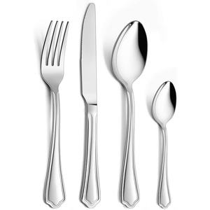 Juego de cubiertos de acero inoxidable de diseño martillado duradero con pulido de espejo para comidas diarias y ocasiones especiales - Product Image 5