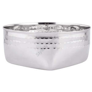 Bol de service rond martelé carré décoratif en acier inoxydable durable de haute qualité Design CLASSIQUE élégant - Product Image 2