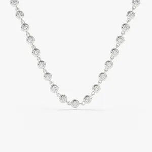 Quần Vợt Vòng Cổ Kim Cương 14K Vàng Bezel Set Đa Đá Lớp Vàng 0.82 Carats Kim Cương Tự Nhiên Choker Quần Vợt Chuỗi Vòng Cổ