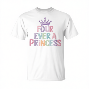 T-shirt pour fille de quatre ans, « Ever a Princess », vêtements promotionnels pour le 4e anniversaire - Product Image 3
