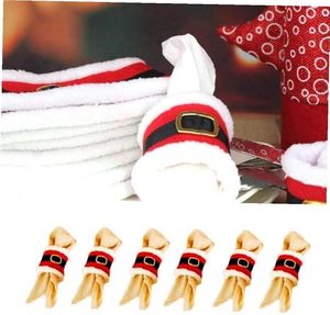 แหวนผ้าเช็ดปากทำด้วยผ้าขนสัตว์ตกแต่งด้วยที่คลุมซานตาคลอสสำหรับเทศกาลคริสต์มาสเพิ่มความทันสมัยให้กับโต๊ะอาหารของคุณ - Product Image 3